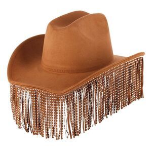 CTM Women's Studded Fringe Western Cowboy Hat